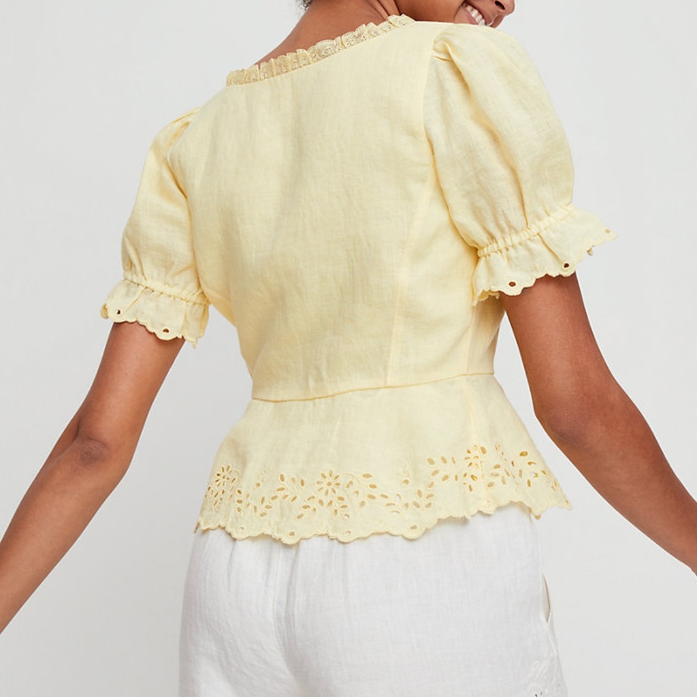 ARITZIA WILFRED ARWEN LINEN PEPLUM BLOUSE NWT SIZE 8 - Picture 2 of 6